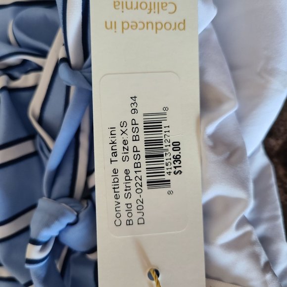 Draper James X Helen Jon Convertible Tankini Blue Stripe Women's Size XS NEW - Picture 11 of 11